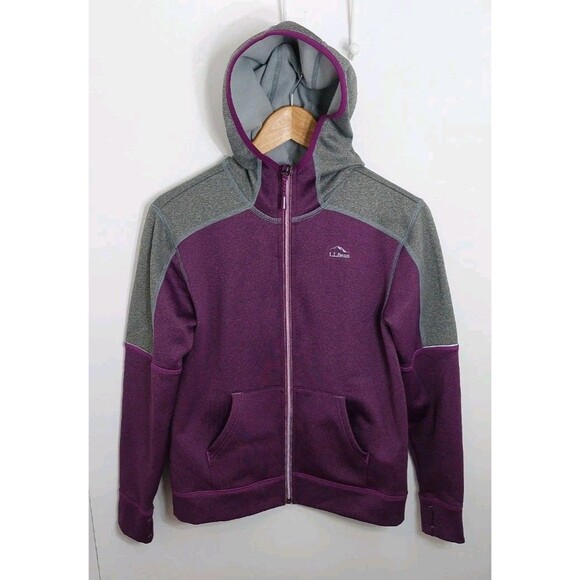 L.L. Bean Youth Size Large 14-16 Kids Jacket Zip Up Purple Gray Hooded - Picture 2 of 12